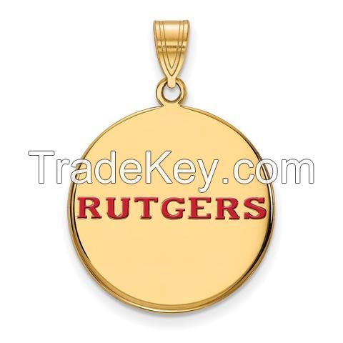 Gold Plated Silver Rutgers Large Enamel Disc Pendant