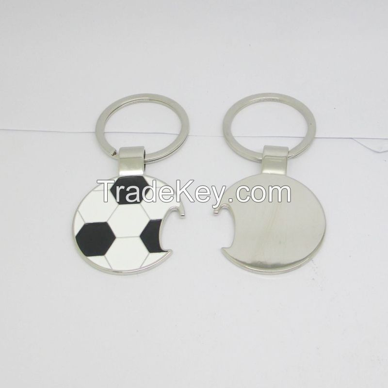 Metal soccerball bottle opener keyring