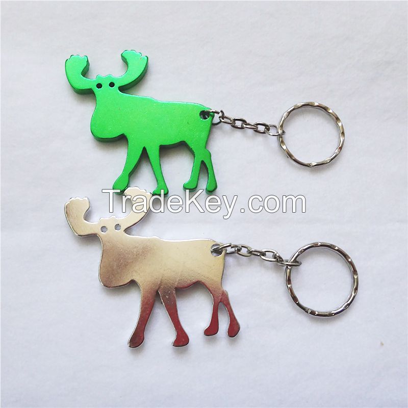 Aluminium alloy deer shape bottle opener keyring