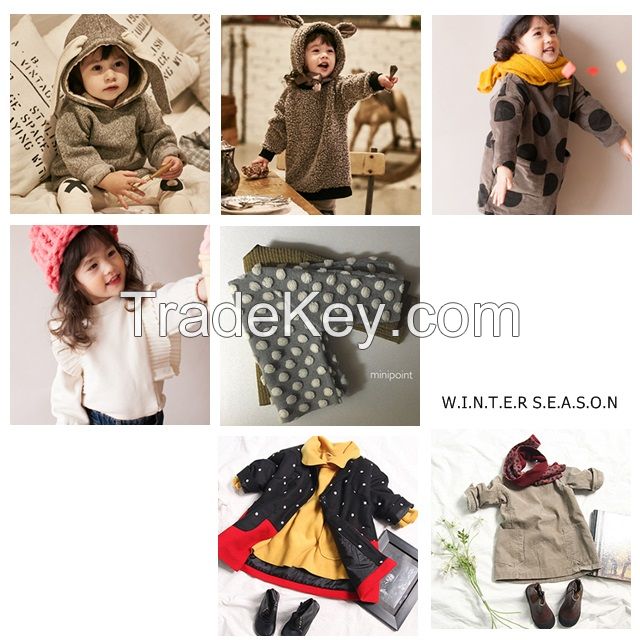 Cotton kids clothing for fall and winter knits, top, jeans, dress