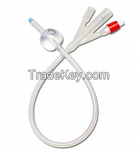 3 way silicone foley catheter, Fr 12-26