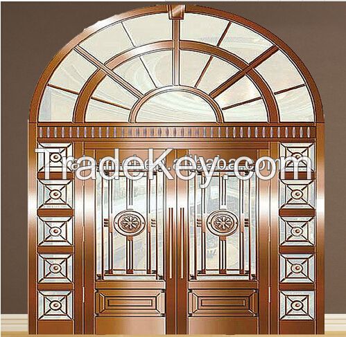 Manufacturer lastest design copper arched exterior door with glass