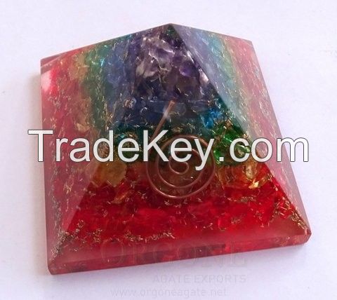 Chakra Layer Onyx Orgone Energy Pyramid | Orgonite Pyramid | Pyramid Meditation