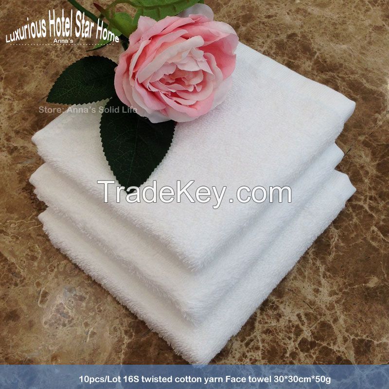 Factory 10pcs/lot Hotel Home Dinner 100% Pakistan 16S cotton Small Kerchief/ Face Towel White 30*30cm*50g from Anna's Solid Life