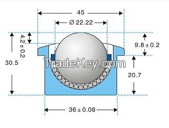 22mm Dia  Flange Mounted Ball Transfer Unit Conveyor Roller BTU22