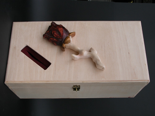wedding box with carved rose