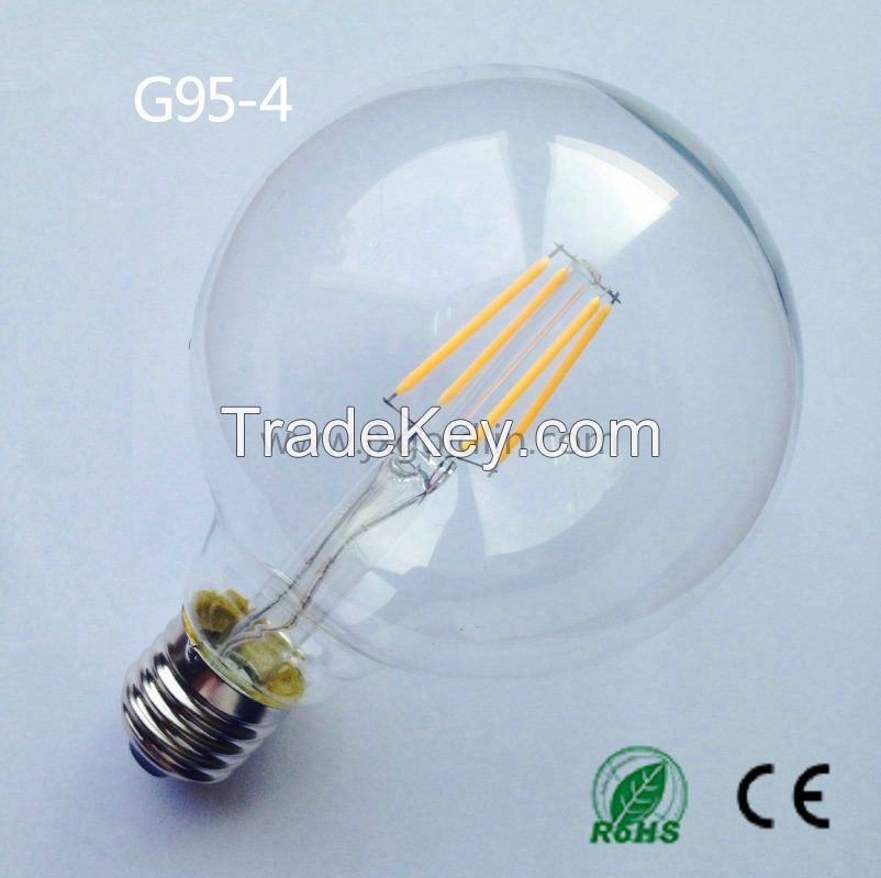 LED FILAMENT LAMP G95-4W with CE and ROHS