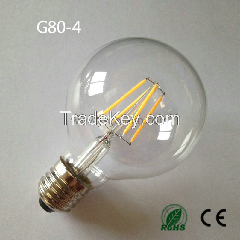 LED FILAMENT LAMP G80-4W with CE and ROHS