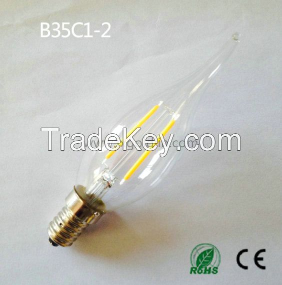 Led filament lamp B35C1-2W with CE and ROHS