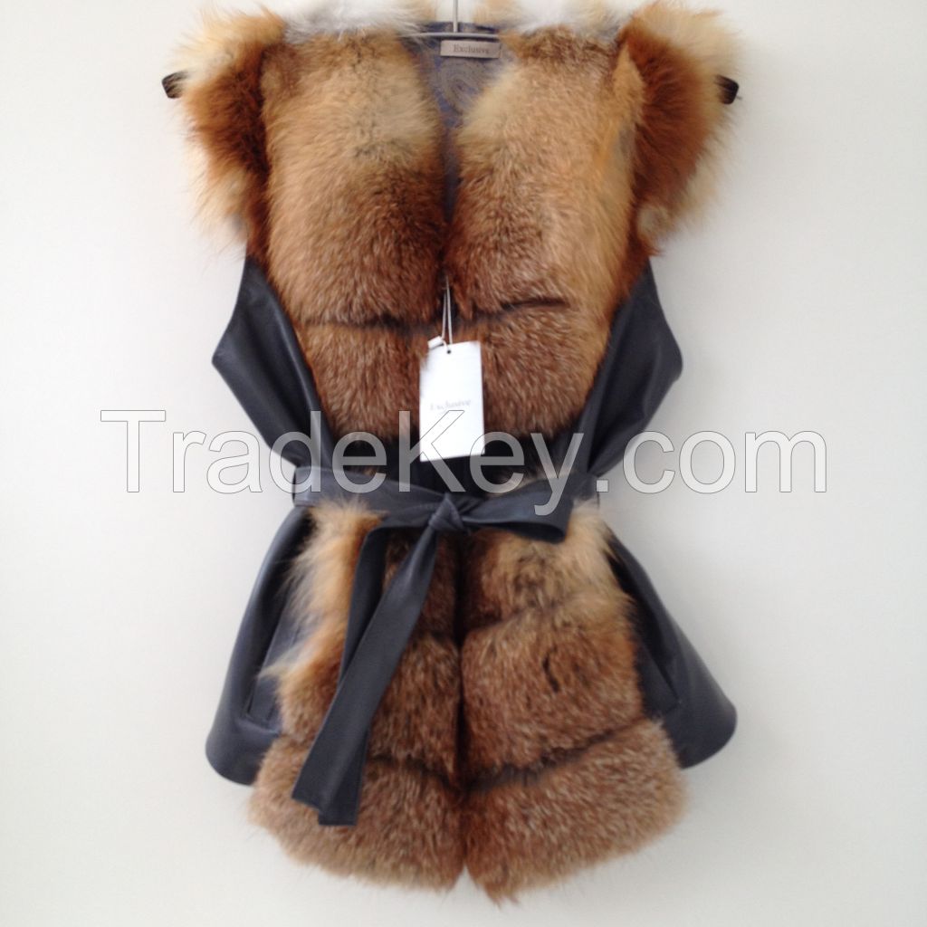 Beautiful spectacular coat  vest of fur   RED FOX  