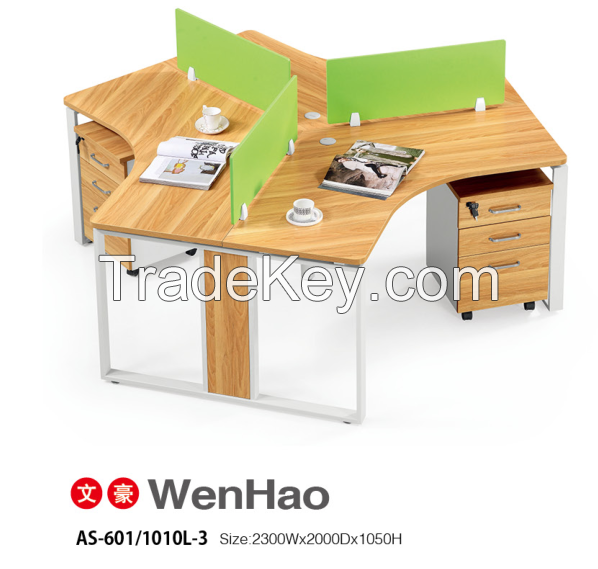 modern design three person partition,workstation attaching with pedestal