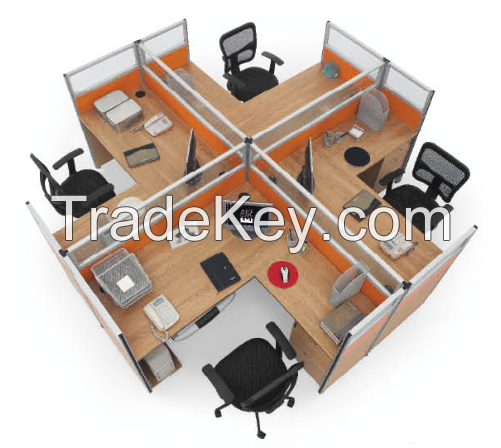 modern design four persons partition, workstation attaching with pedestal