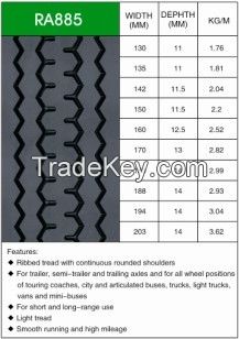 Premium precured treads retreading materials