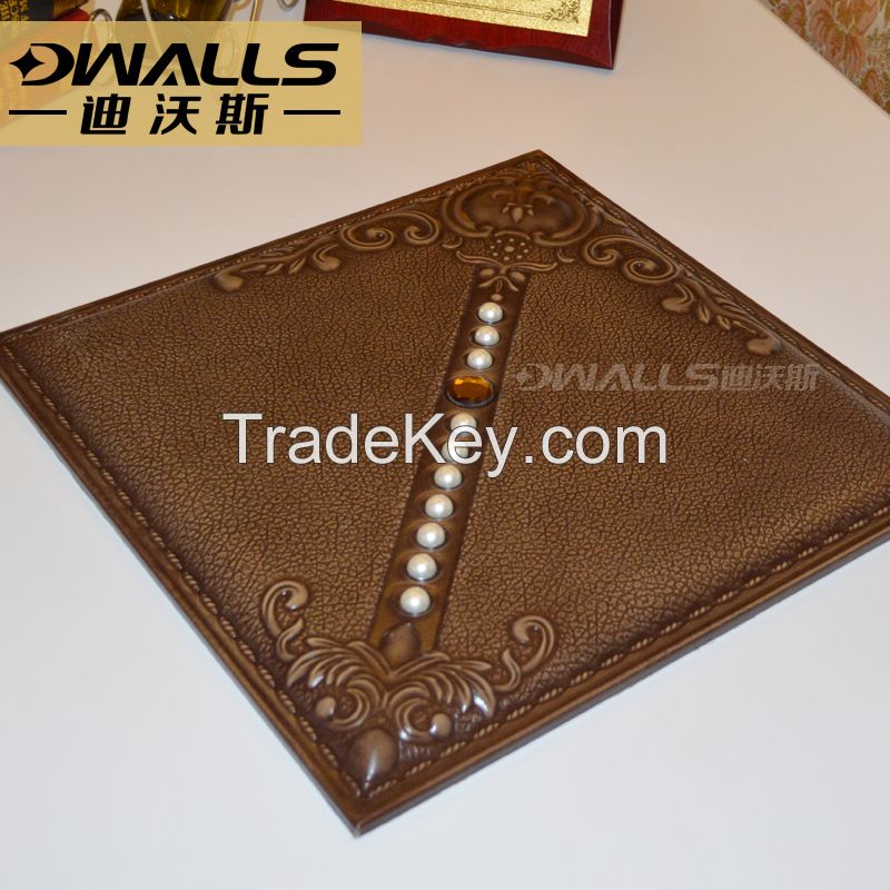 2015 NEW 3D leather wall panels in comfortable PU leather and foam sponge