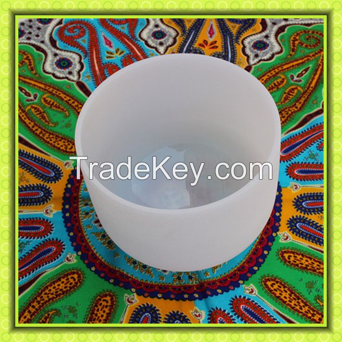 frosted crystal quartz singing bowl for yoga and sound therapy