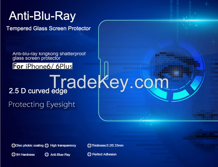 Anti-blue-ray tempered glass screen protector for iphone 6/6 plus