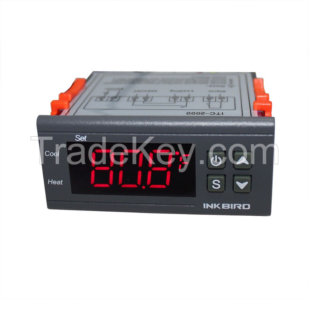 Inkbird 110V one Relay &amp; one Alarm Output Digital Temperature Controller Degree F &amp;C Thermostat w Sensor