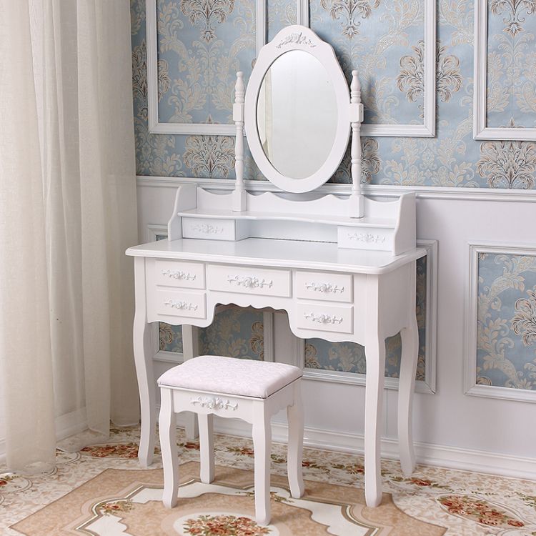 Wood Makeup Vanity Set with Mirror