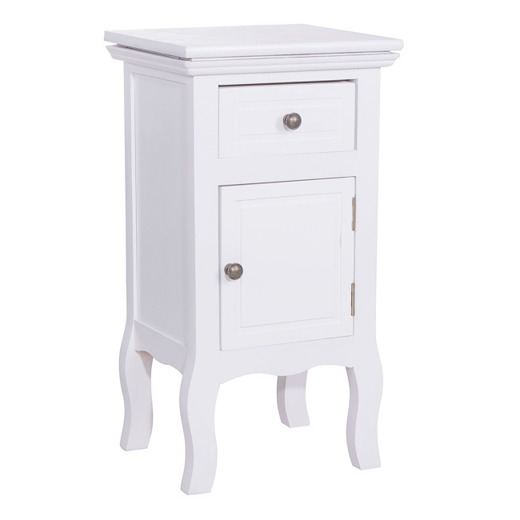 White Wooden Night Cabinet For Bedroom