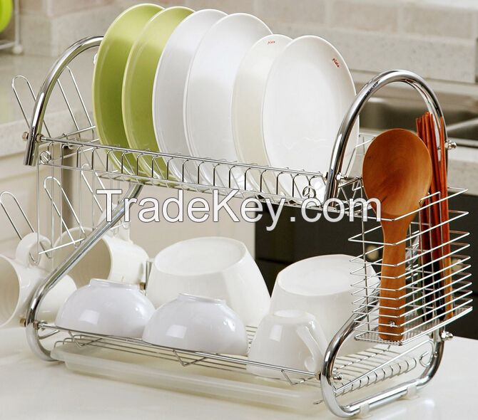 Kitchen Stainless Steel 2 Layered Dish Drainer