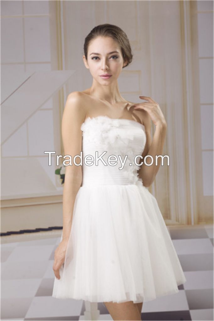 Lovely mini skirt puffy chiffon wedding dress