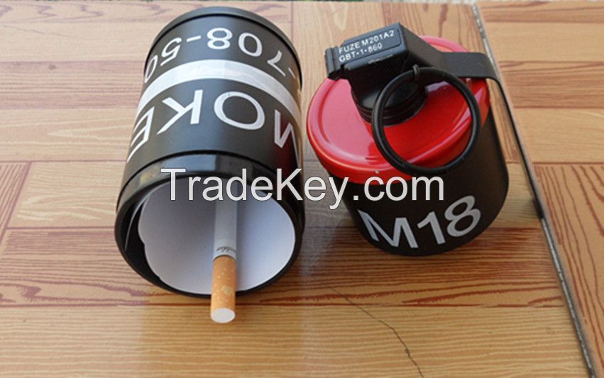 2 in 1 DUMMY M18 Smoke Grenade shape Cigarette case Windproof lighter RED