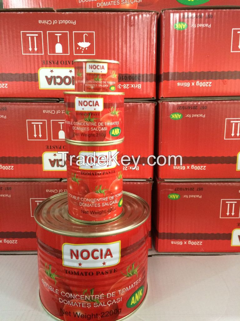 High Quality Canned Tomato Paste 70g~4.5kg with Brix 22-24% and 28-30% or Customized