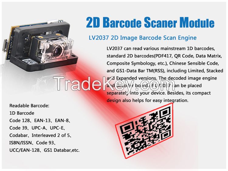 LV2037 2D Barcode Scanner module with High Performance, for mobile device