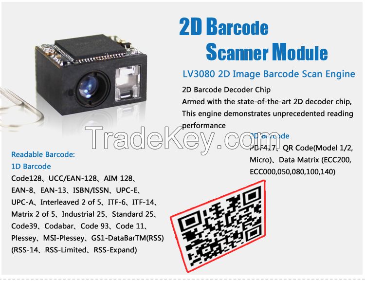 LV3080 Smallest QR Barcode Scanner for Android Tablet PC or Smartphone