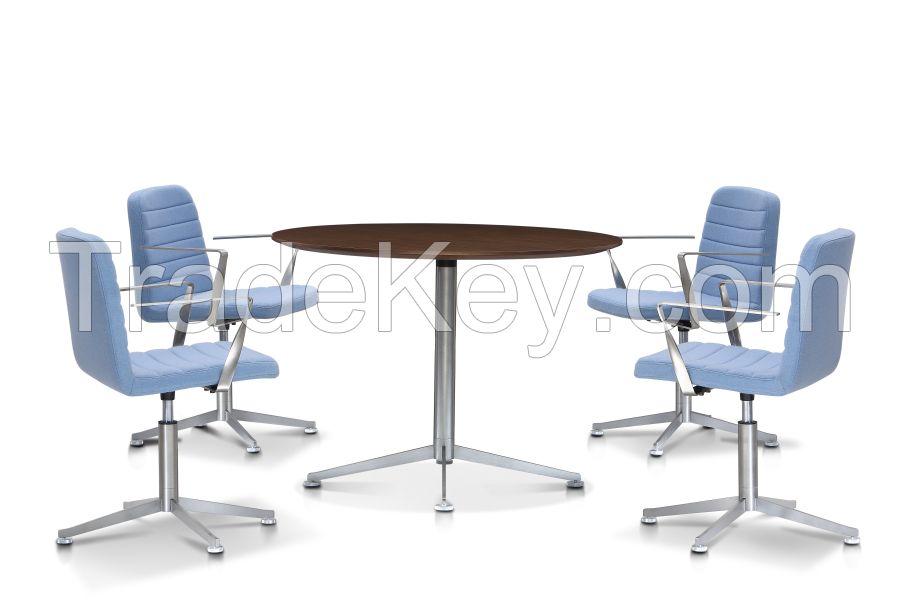 Conference Table, Offce Meeting Table, Circle Table For Conference, 4 Star Base Table, MFC High Table