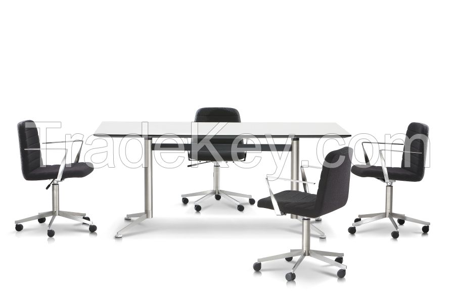 Melamine Conference Table, Offce Meeting Table, Circle Conference Table, 4 Star Base Table, MFC High Table