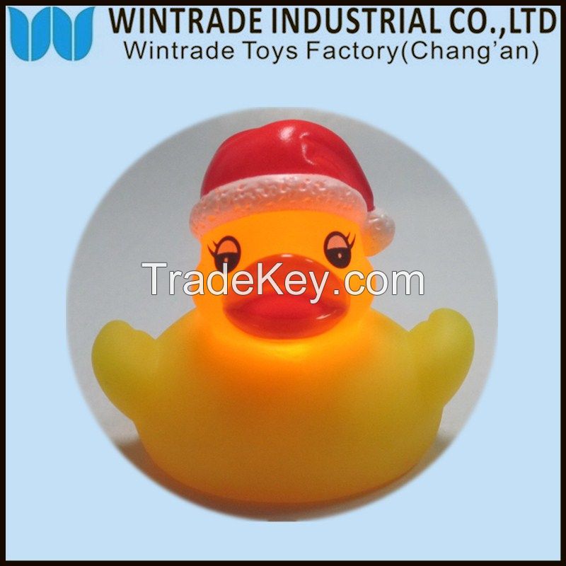 Eco-freindly PVC  LED rubber flashing bath duck toy