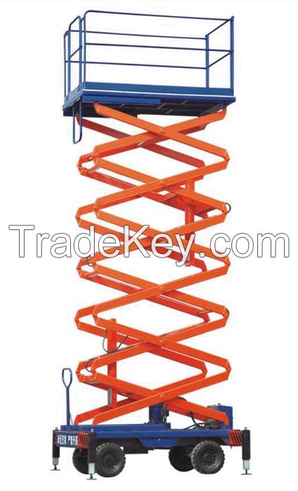 300-1000kg Vertical Folding work platform Trailing mobile hydraulic scissor lift