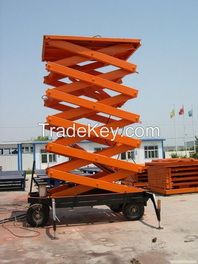 Vertical Folding work platform Trailing mobile hydraulic scissor lift