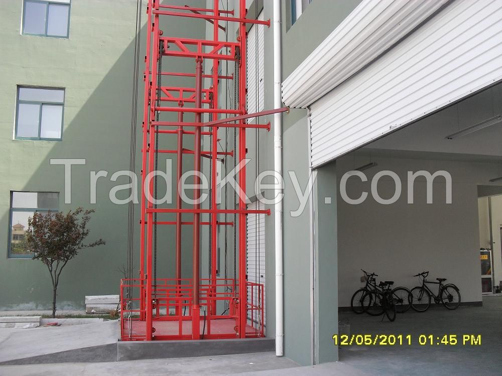 Warehouse Hydraulic chain guide rail lift platform
