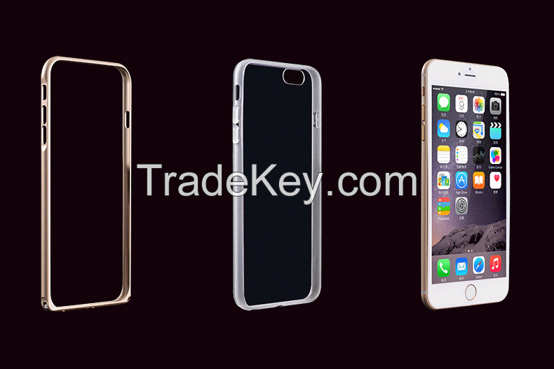 Factory direct iPhone6 slim tpu + hippocampus buckle metal frame combo