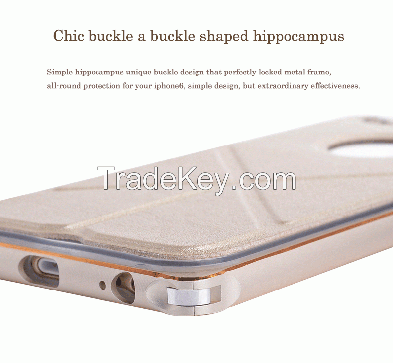 iPhone6 phone shell leather sheepskin slim tpu + hippocampus buckle me