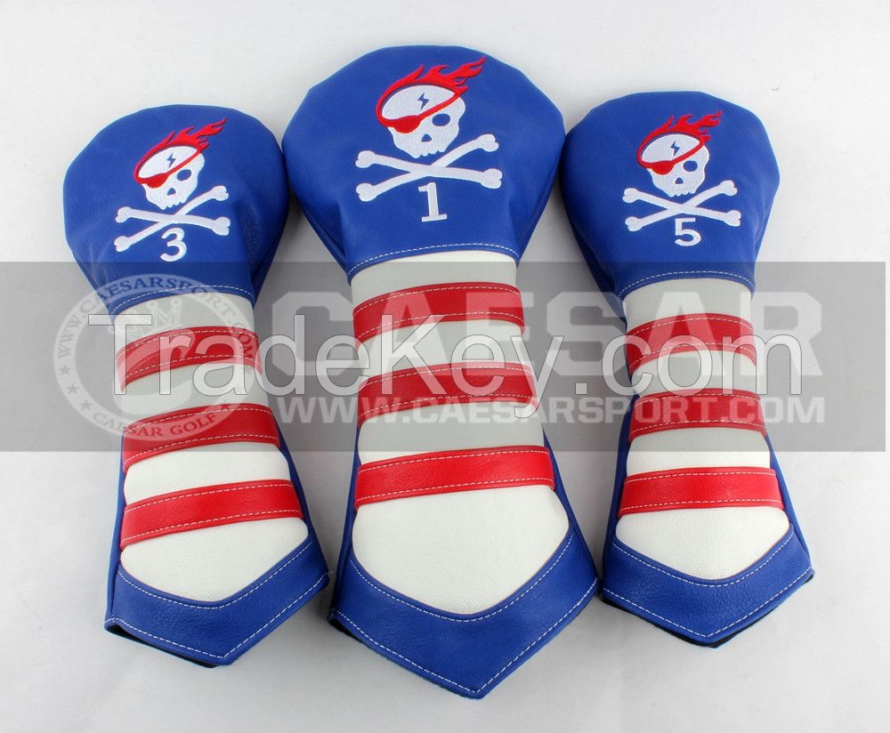 OEM PU leather golf head covers headcovers for driver fairway hybrid golf club head