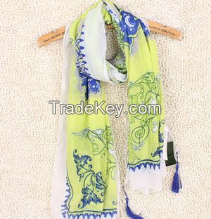 fashion print bright color 100% polyester scarf 