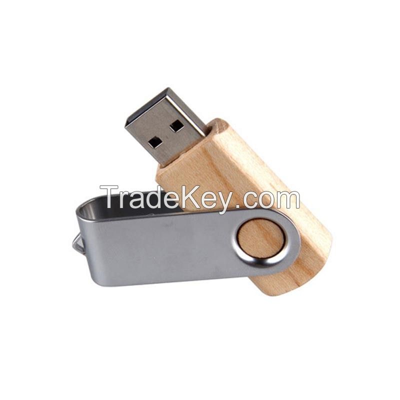 Metal Swivel Wood USB Flash Memory Stick 1GB 2GB 4GB