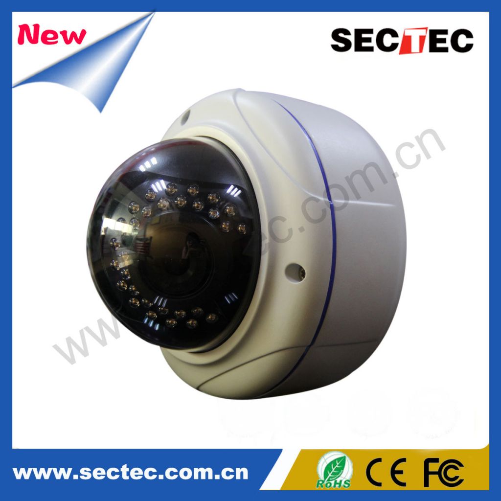 SecTec ST-IP761M-2.2M 2.2M CMOS HD IP Camera 30FPS 1080P, 30 Pcs x 5mm Ir Led, HD 3MP 2.8-12mm Manual Zoom Lens, Al-alloy Case, 3-Axis Design Ir Camera White