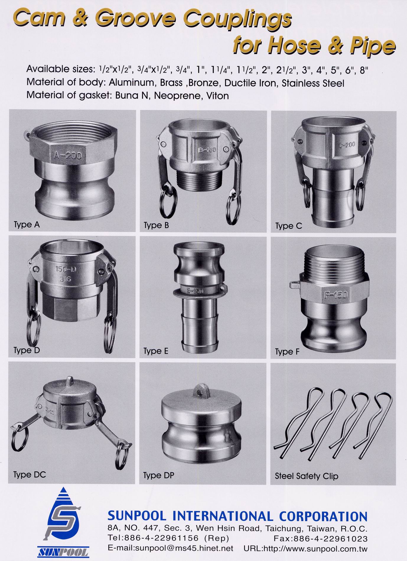 Kamlock, Cam & groove hose couplings, Valves, OEM