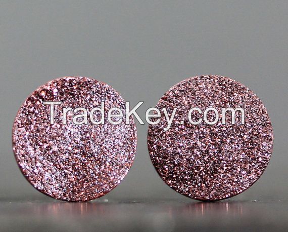 Circle Druzy Earring Pair, Titanium use for silver jewelry