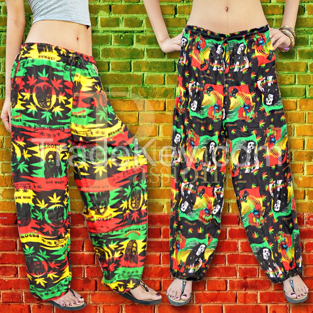 Bob Marley Pants Rasta Hippy Reggae Boho Comfy Gypsy Unisex Mens Women Pants/Trousers