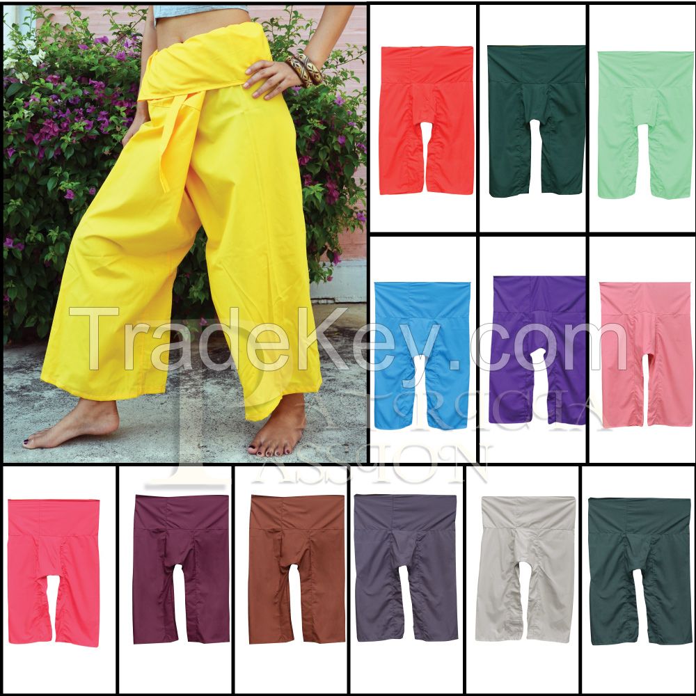 Thai fisherman Pants/Wrap Pants for Women/Men/Unisex Very comfortable, Great for Yoga/Sport/Outdoor,Long/Short Pants, Handmade in Thailand, Boho/Gypsy/Harem/Hippie Pants