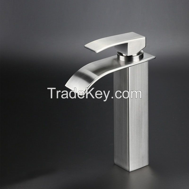 SUS304 Stainless Steel Bathroom Basin Faucet Mixer Tap Waterfall Water