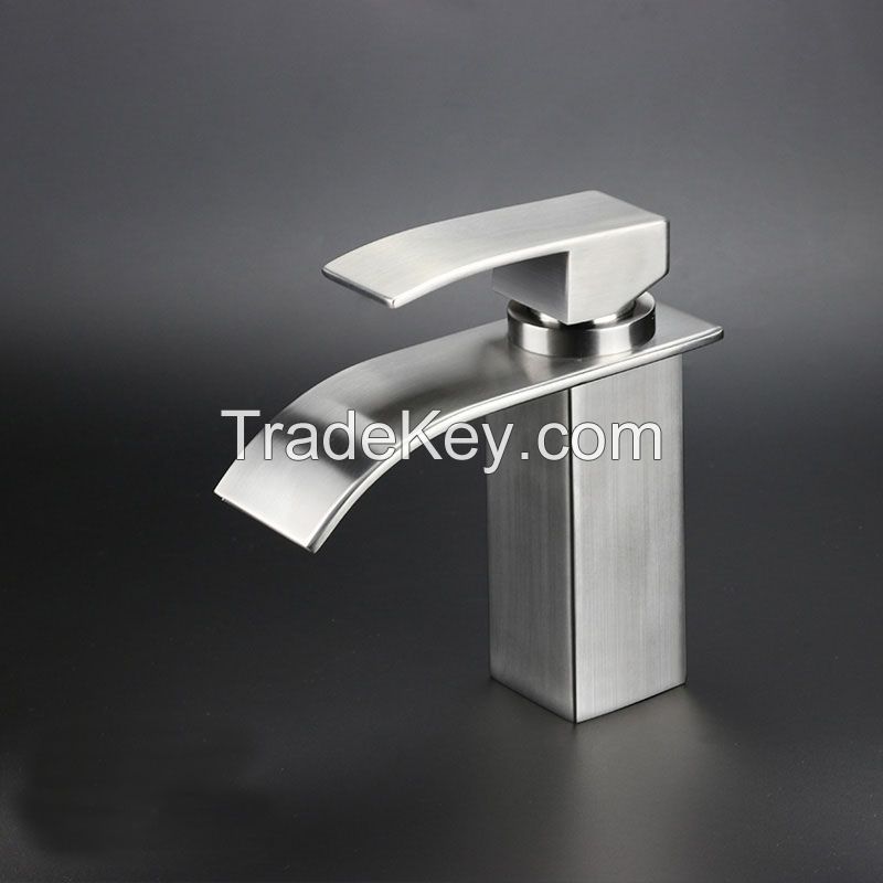 SUS304 Stainless Steel Bathroom Basin Faucet Mixer Tap Waterfall Water