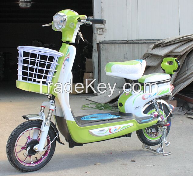 fashion electric scooter with pedals and basket