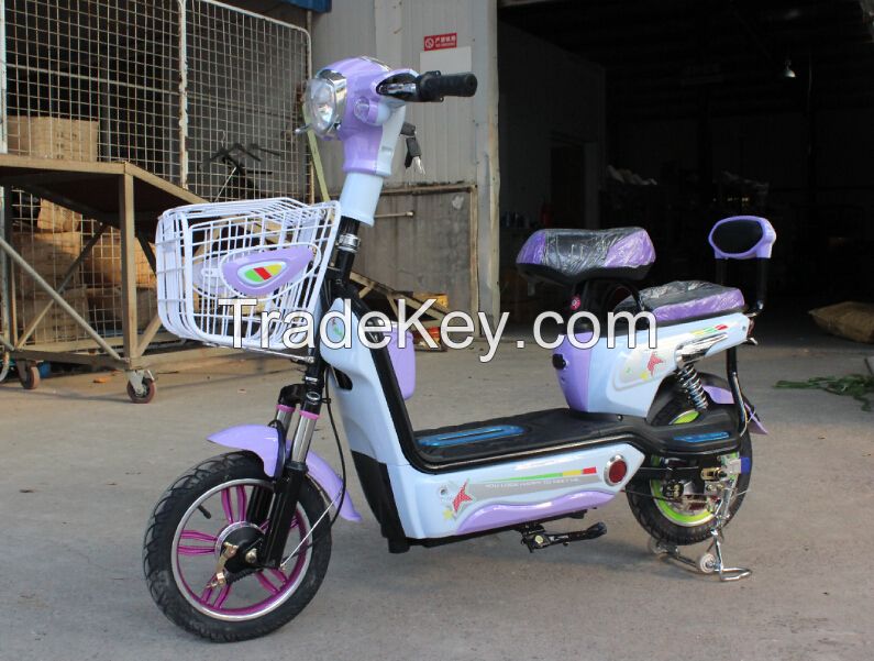 mini two seats lovely pick electric scooter with pedal and basket for ladies