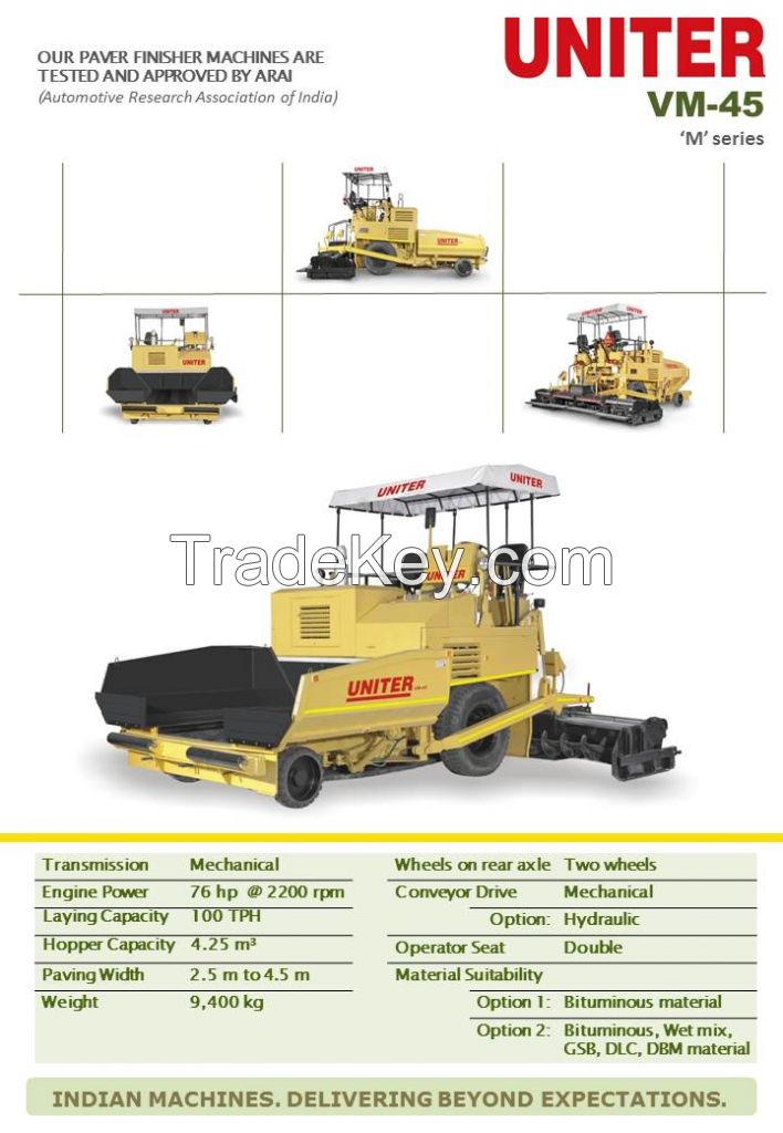 Mechanical asphalt paver machine